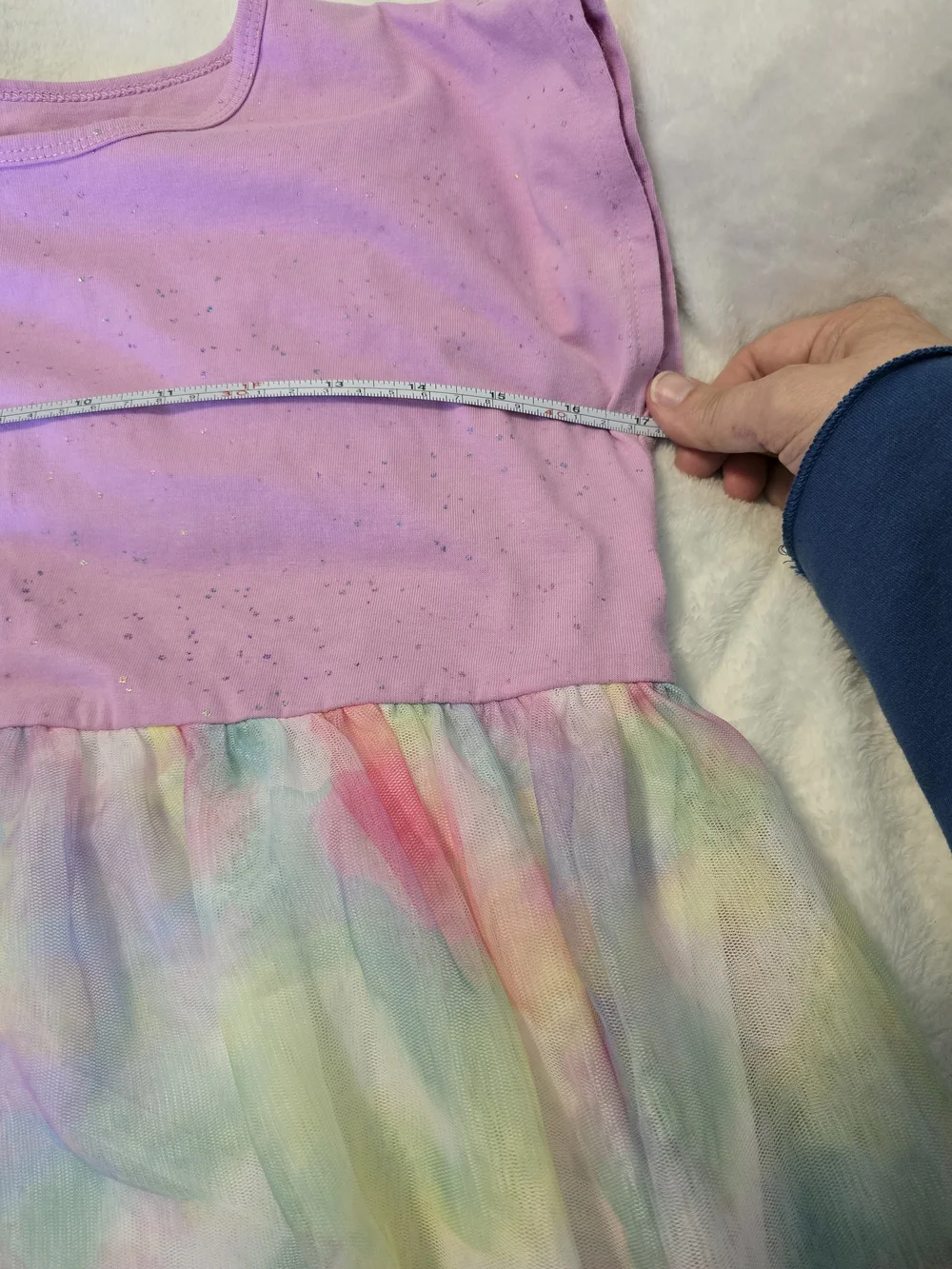 Wonder Nation Pastel Tie Dye Glitter Mesh Dress Girls Large 10-12